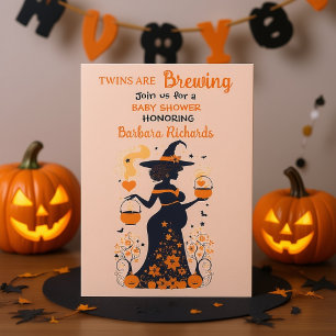 Dubbla Trouble Brew - A Twin Halloween Baby Shower Inbjudningar