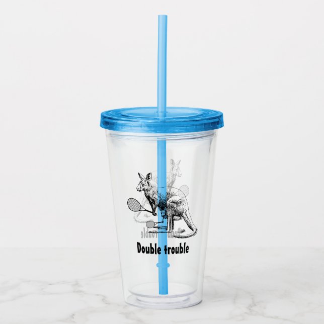 Dubbla Trouble Kangaroo Tennis Take Away Mugg (Framsida)