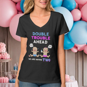 Dubbla Trouble Twin Boy & Girl Mamma ska vara T Shirt