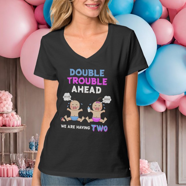 Dubbla Trouble Twin Boy & Girl Mamma ska vara T Shirt (Skapare uppladdad)