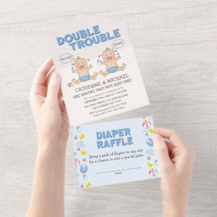 Dubbla Trouble Twin Boys Baby Shower