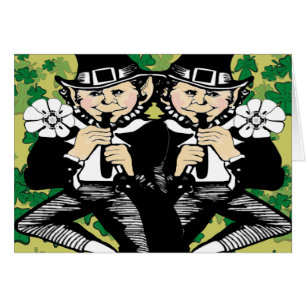 Dubbla Tur Leprechaun Note Card OBS Kort