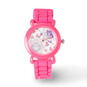 Dubbla Uggla och Butterflies Rosa Kids Watch Armbandsur