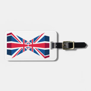 Dubbla Union Jack, brittisk flagga i 3D Bagagebricka