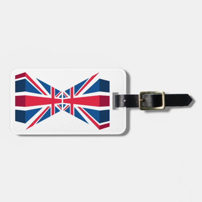Dubbla Union Jack, brittisk flagga i 3D Bagagebricka (Horisontell Framsida)