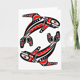 Dubbla valar kust Salish indiankonst Kort