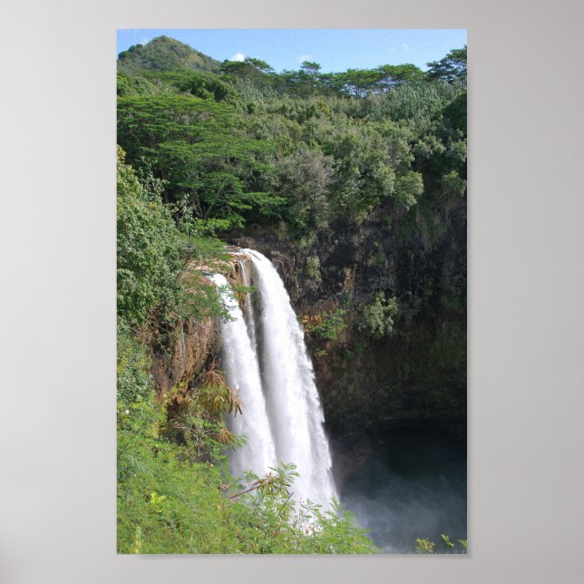 Dubbla vattenfall, Wailua Falls Kauai Hawaii Poster (Framsidan)