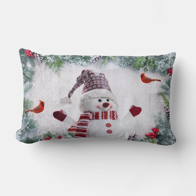 Dubbla vid Snögubbe och fågelkudde Lumbarkudde (Framsida)