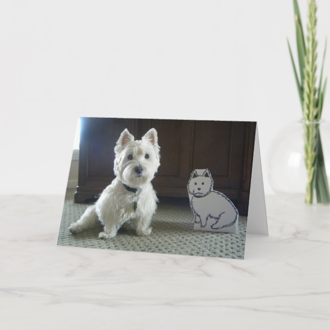 Dubbla Westies-fotohälsningskort Kort (Framsida)