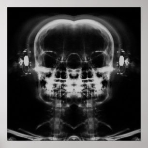 Dubbla X-Ray-Döskallar med hörlurar - B&W Poster