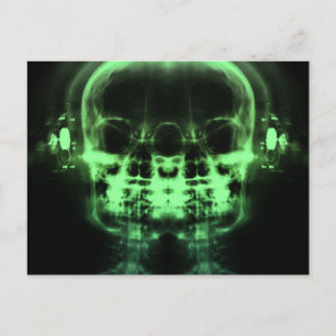 Dubbla X-Ray-Döskallar med hörlurar - Grönt Vykort