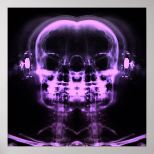 Dubbla X-Ray-Döskallar med hörlurar - Lila Poster