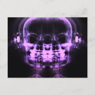 Dubbla X-Ray-Döskallar med hörlurar - Lila Vykort