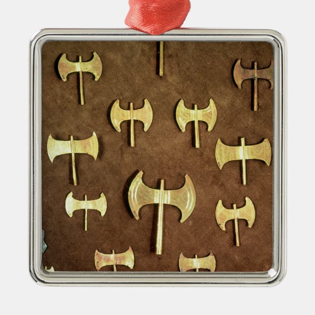 Dubbla yxor för miniatyr julgransprydnad metall (Framsidan)