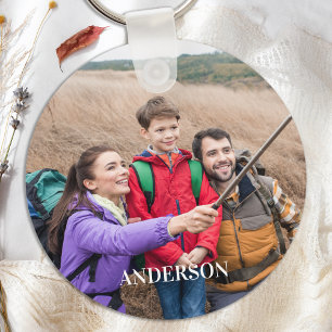 Dubblan anpassningsbar Family Photo Personlig Side Nyckelring