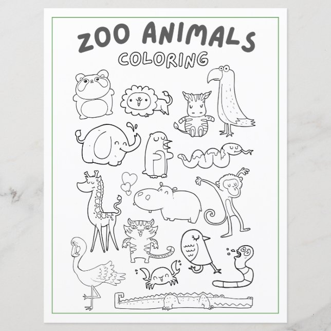 Dubblan Färgning av vackert Cute Zoo Animals (Framsida)