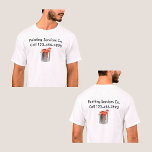 Dubblan för husmålartjänster, arbetsskikt sida vid t shirt<br><div class="desc">Här är en enkel målararbetskjorta med en färgpensel för coola och färgburkgrafik och två linjer information som du kan ersätta med din egen. Lägg till din allmänna kontaktinformation för företag till alla för att se. De här skjortorna går ut till dina anställda till bära eller ge för dem till familj...</div>