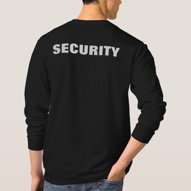 Dubblan manar Black and White Security vid utskrif T Shirt (Baksida)