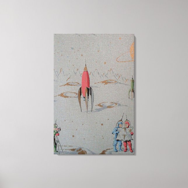 Dubblan Resurser för Retro Space - arbetsyta Canvastryck (Framsida)