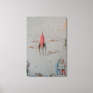 Dubblan Resurser för Retro Space - arbetsyta Canvastryck