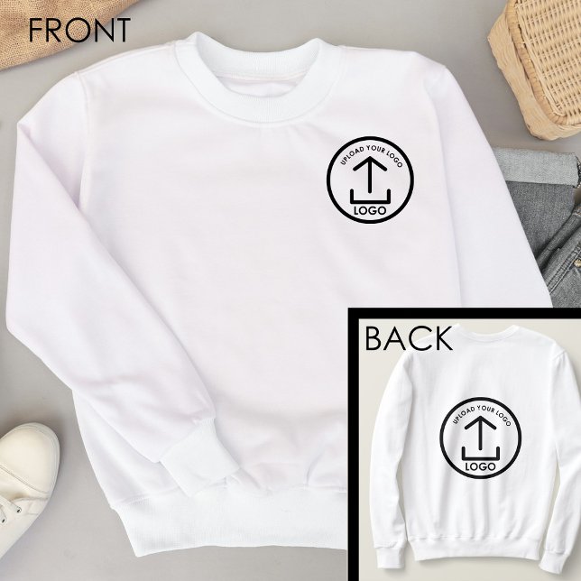 Dubblan Vit Professionell, Logotyp, sida vid sida T Shirt (White Professional Business Logo Double Sided Sweatshirt)