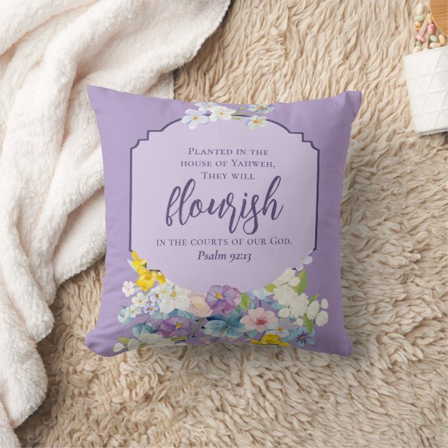 Dubblan Watercolor Flower Bouquet Scripture Side Kudde (Filt)