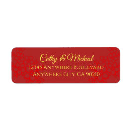 Dubblans lycka, blommigt kinesiska bröllop adress returadress etikett