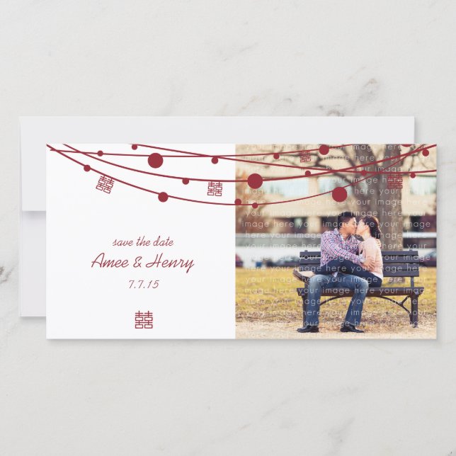 Dubblans lycka Lanternor Bröllop spara datum Datumet (Framsida)