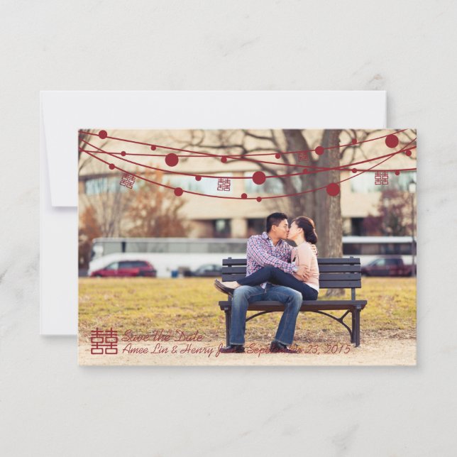 Dubblans lycka Lanternor Bröllop spara datum Spara Datumet (Framsida)