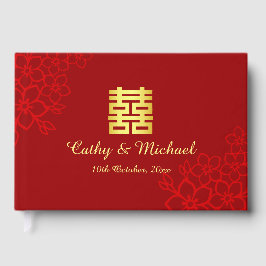 Dubblans lyckliga blommigt - bakgrund kinesiska br gästböcker