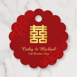 Dubblans lyckliga blommigt - bakgrund kinesiska br gåvor etiketter