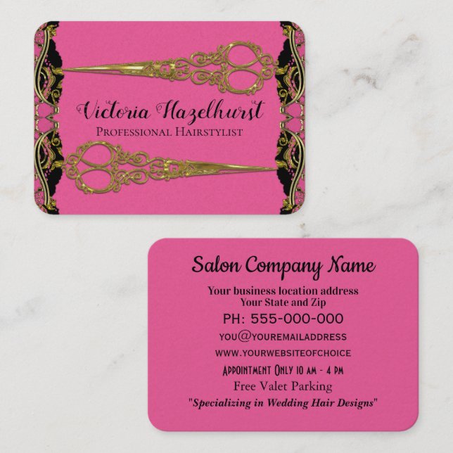 Dubblasax Paris pärlemorfärg barocka Hairstyist Visitkort (Fram/baksida)