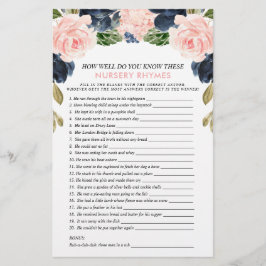 Dubblor för rosa Navy Blommigt Sided Baby Shower G