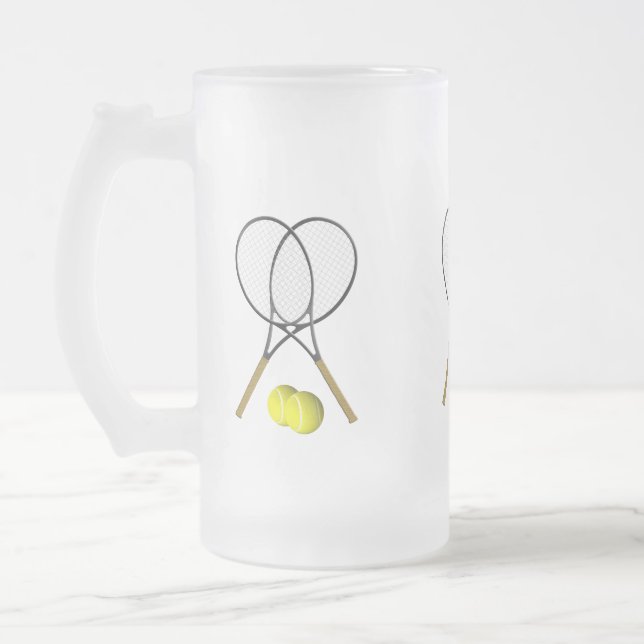 Dubblor Tennis Sport Theme Frostat Ölglas (Vänster)