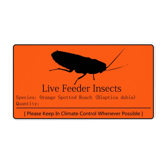 Dubia Roach Label Fraktsedel (Framsidan)