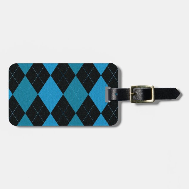 Dublå och svart Argyle-mönster Bagagebricka (Horisontell Framsida)