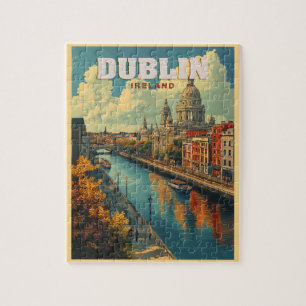 Dublin City Ireland - Retro Travel Pussel