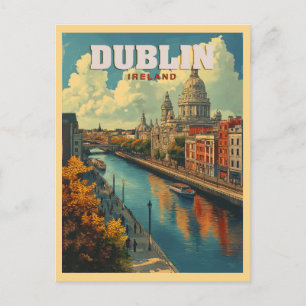 Dublin City Irland - Retro Resor Vykort