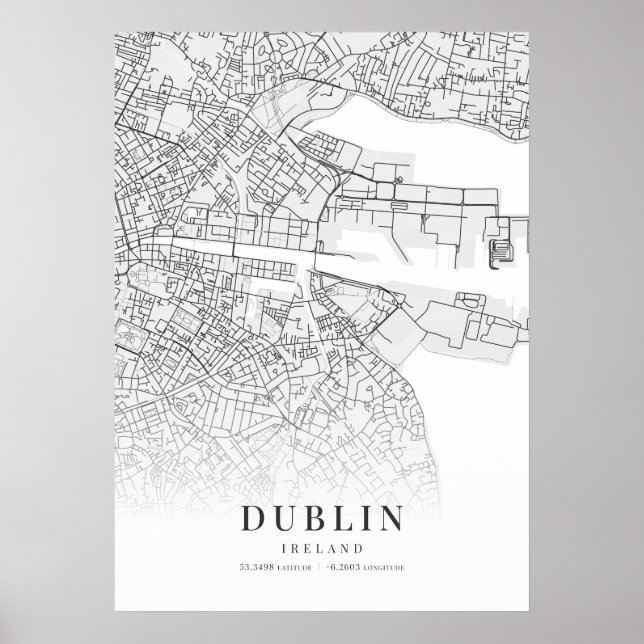 Dublin City Karta Poster (Framsidan)