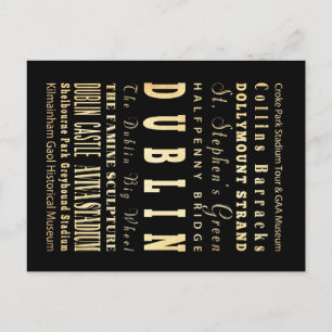 Dublin City of Ireland Typography Art Vykort