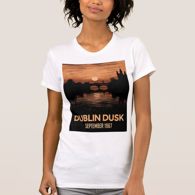 Dublin Dusk Damtröja | Irland Resa Konst T Shirt (Framsida)