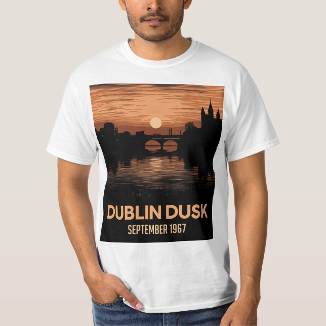 Dublin Dusk Grafisk Herr T-Shirt Irland Tee (Framsida)