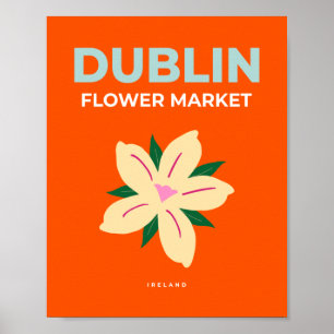 Dublin Flower Market Orange Cute Preppy Blommigt Poster