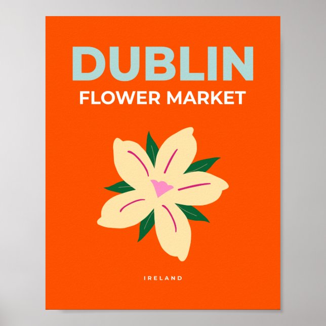 Dublin Flower Market Orange Cute Preppy Blommigt Poster (Framsidan)