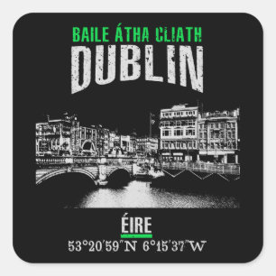 Dublin Fyrkantigt Klistermärke