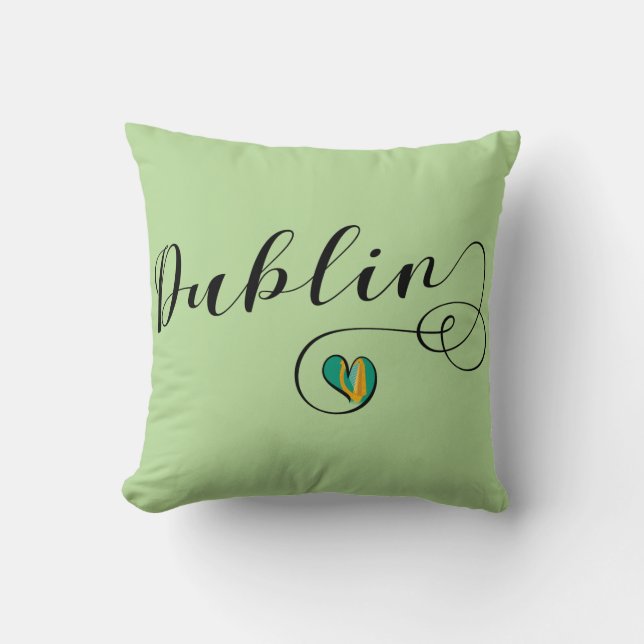 Dublin Heart Throw Cushion, Irland Kudde (Framsida)