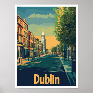 Dublin Ireland Art Vintage resor Illustration Poster