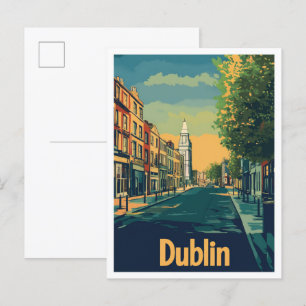 Dublin Ireland Art Vintage resor Illustration Vykort