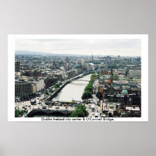 Dublin Ireland City Center skyline Poster