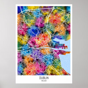 Dublin Ireland City Karta Poster